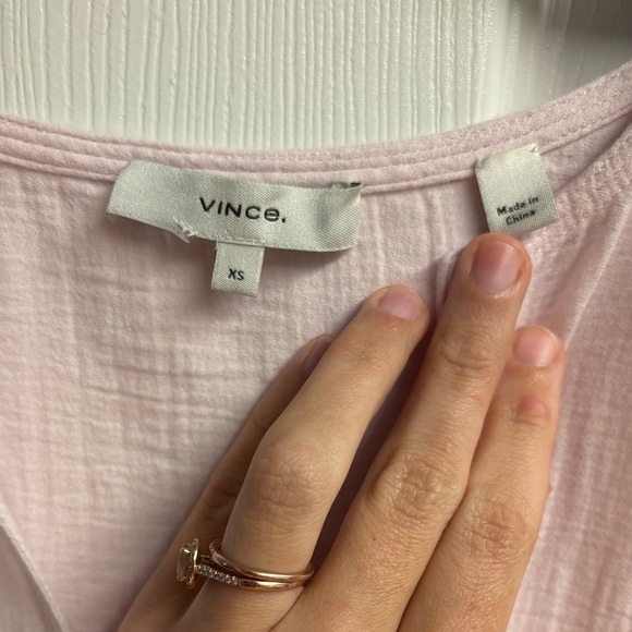 Vince 100% Cotton Seamed Popover Pale Pink Top Size XS - Picture 2 of 4